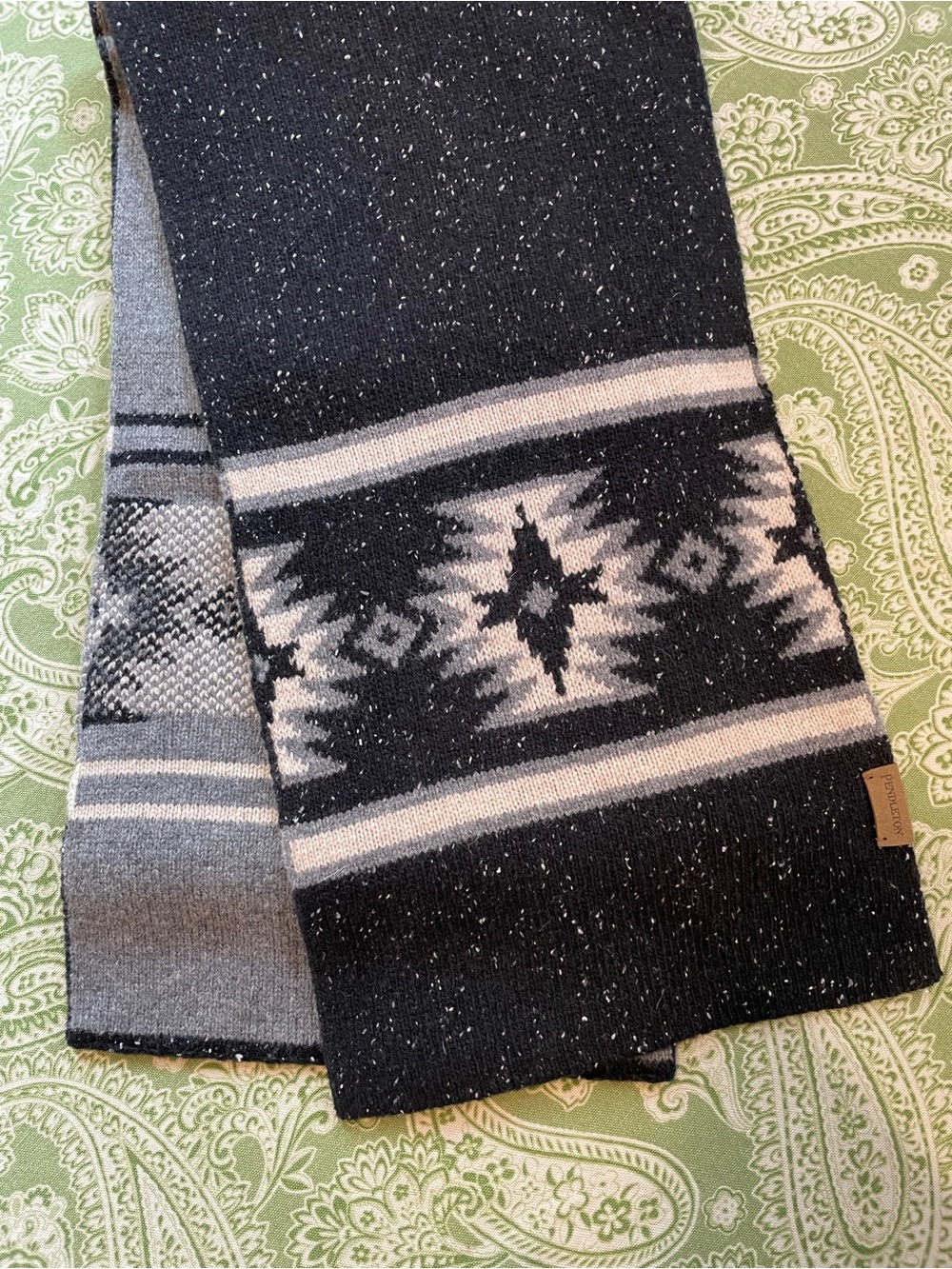 Pendleton Black, Gray, Cream Aztec Knit Scarf